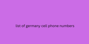 list of germany cell phone numbers